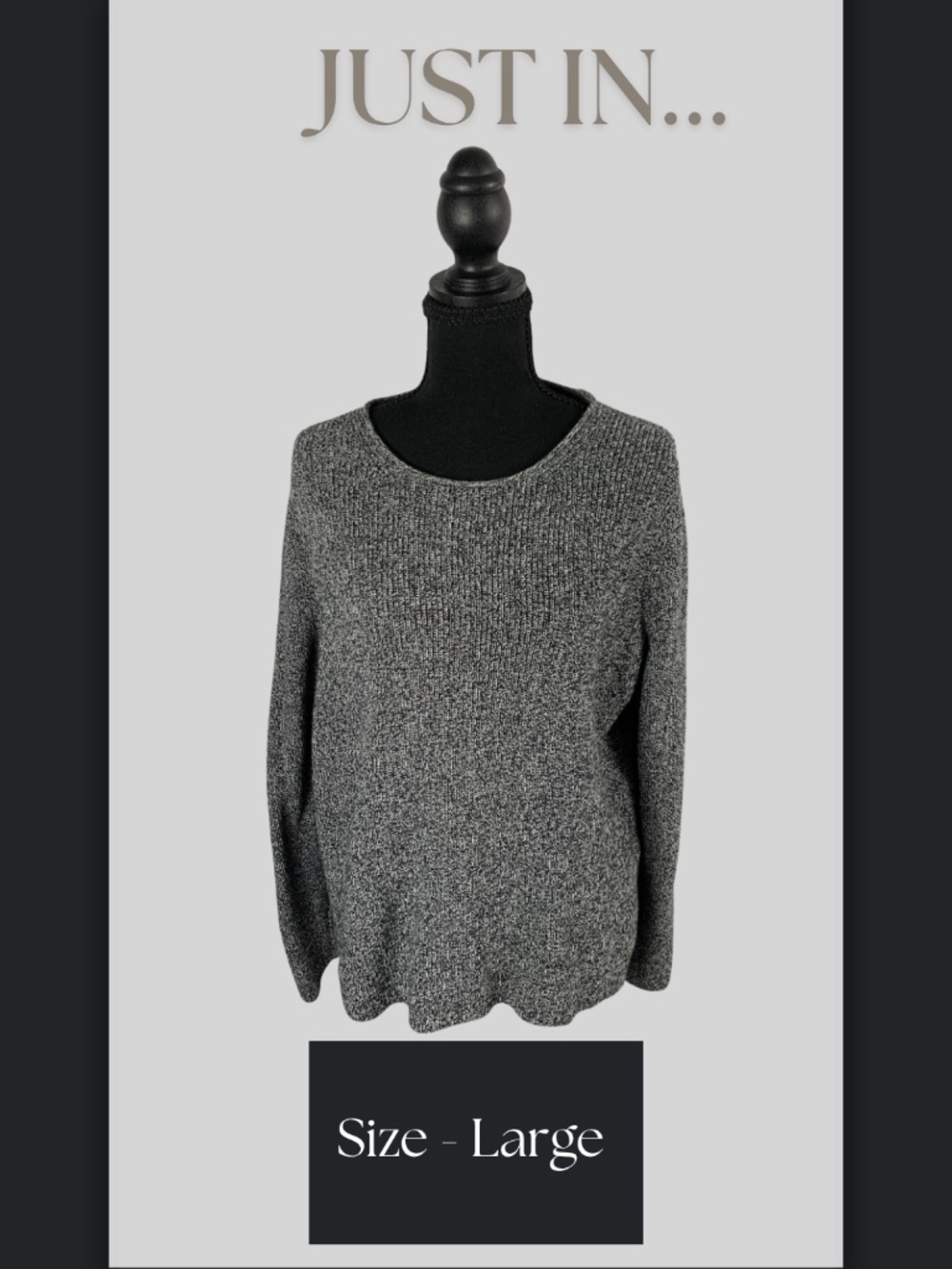 Eileen Fisher 100% Organic Cotton Scoop Neck Marled Knit Sweater L Lagenlook